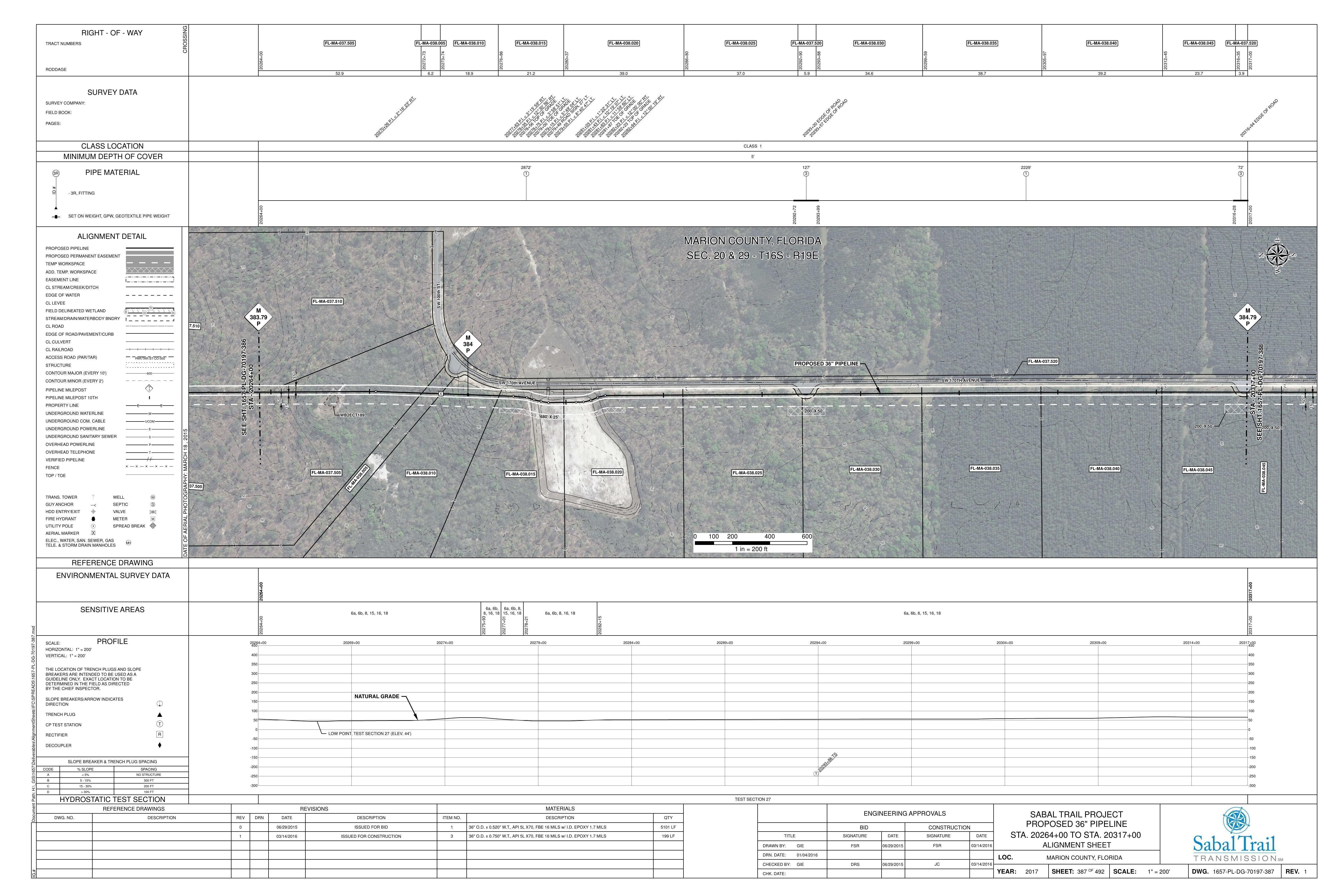 1657-PL-DG-70197-387, STA. 20264+00 TO STA. 20317+00, MP 383.79, MP 384, MP 384.79, STT MP 384.0; Blue Run Ranches (McBride Development.), MARION COUNTY, FLORIDA, 29.077700, -82.402331