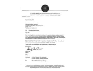 [Letter from Sheriff Chris Prine]