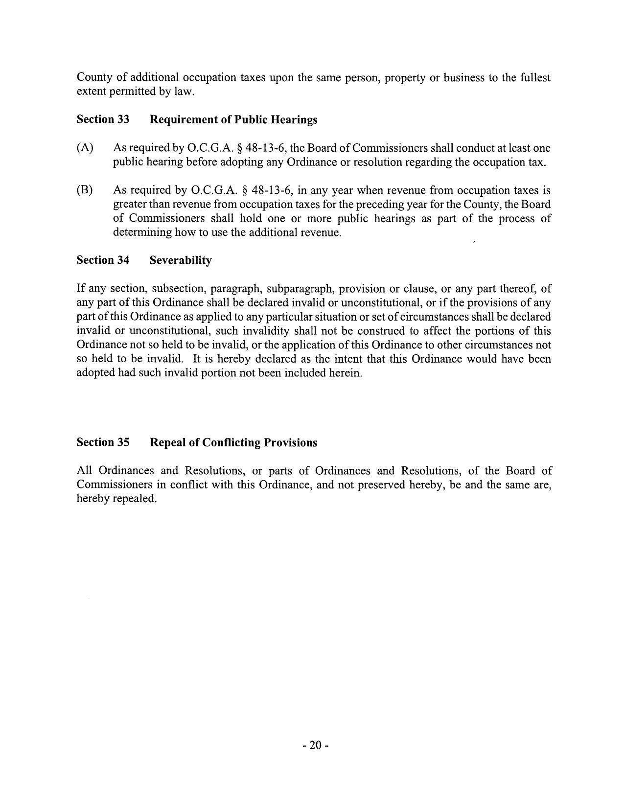 Section 33. Requirement of Public Hearings