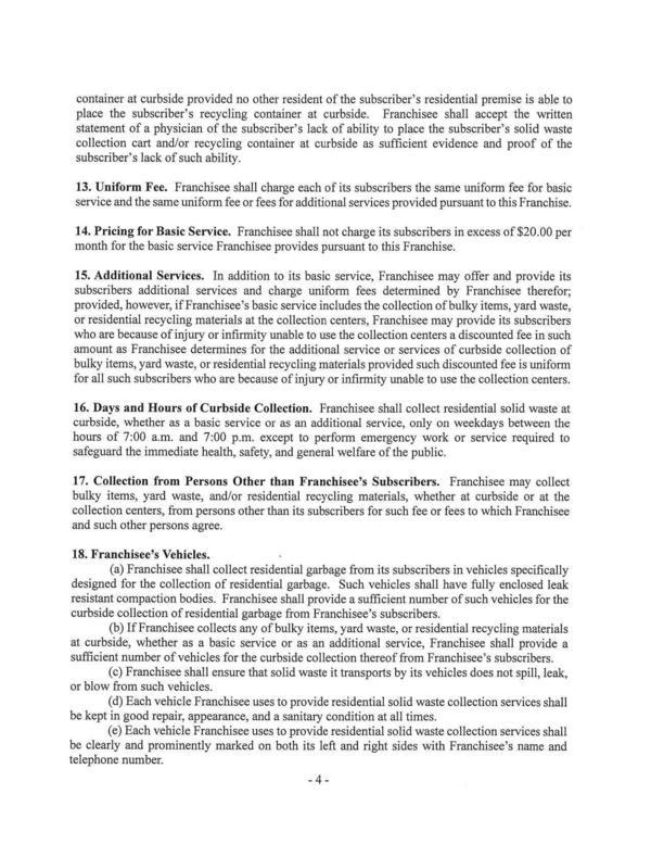 13. Uniform Fee. Franchisee shall charge each of its subscribers the same uniform fee for basic