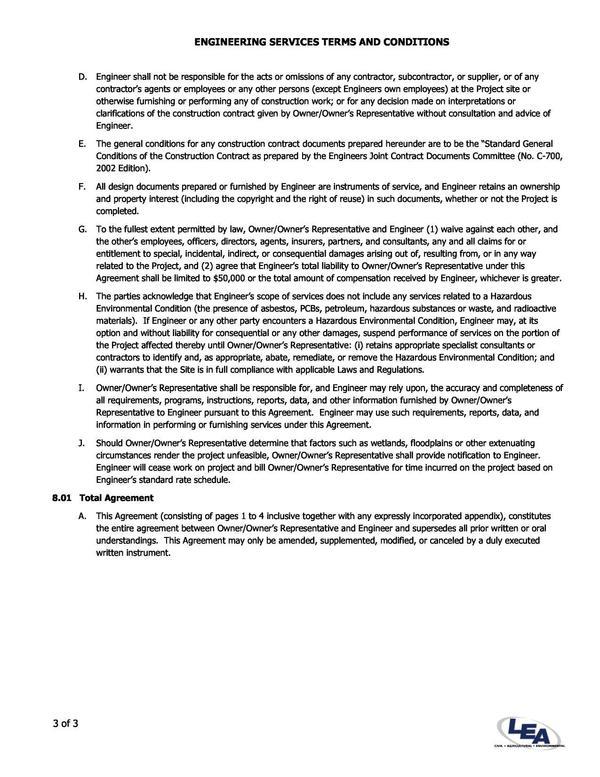 D. Engineer shall not be responsible for the acts or omissions of any contractor, subcontractor, or supplier, or of any