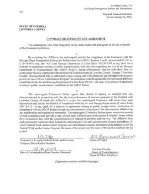 [CONTRACTOR AFFIDAVIT AND AGREEMENT]