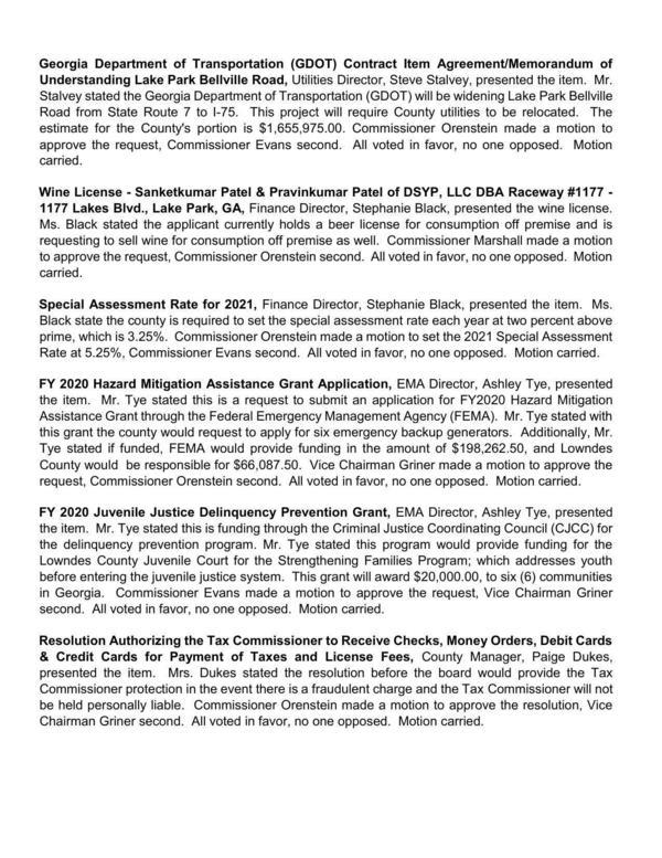 GDOT Contract, Lake Park Bellville Road w. County utilities relocation