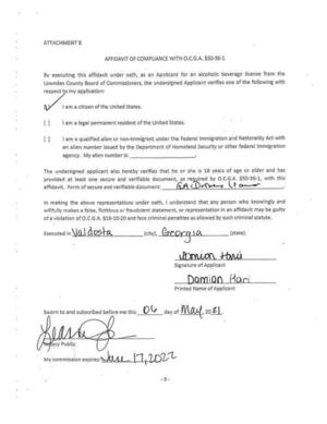 [AFFIDAVIT OF COMPLIANCE WITH O.C.G.A. §50-36-1]