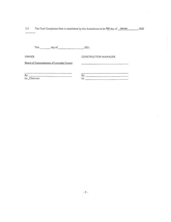 Final Completion Date: 30 January 2022