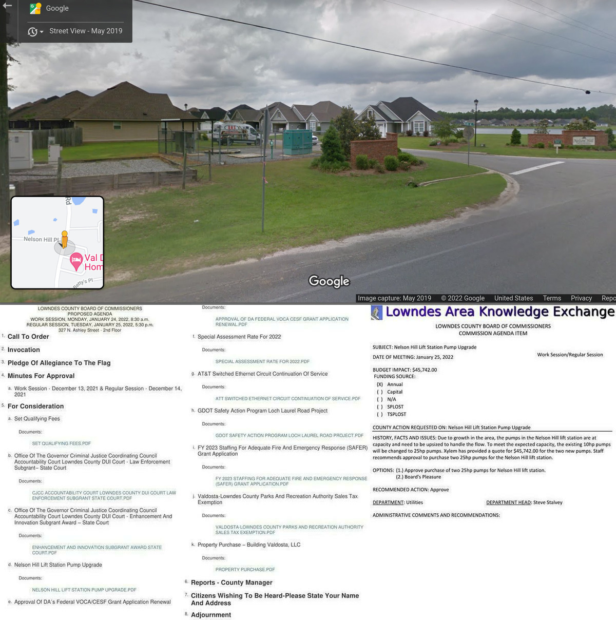 [Agenda, Nelson Hill Lift Station]