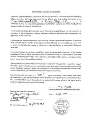 [CERTIFICATION REGARDING APPLICATION]