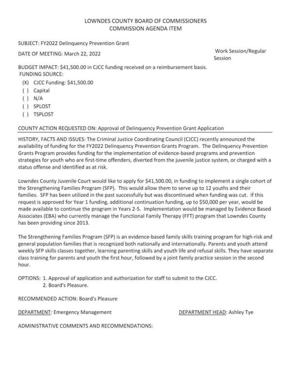 [BUDGET IMPACT: $41,500.00 in CJCC funding received on a reimbursement basis.]