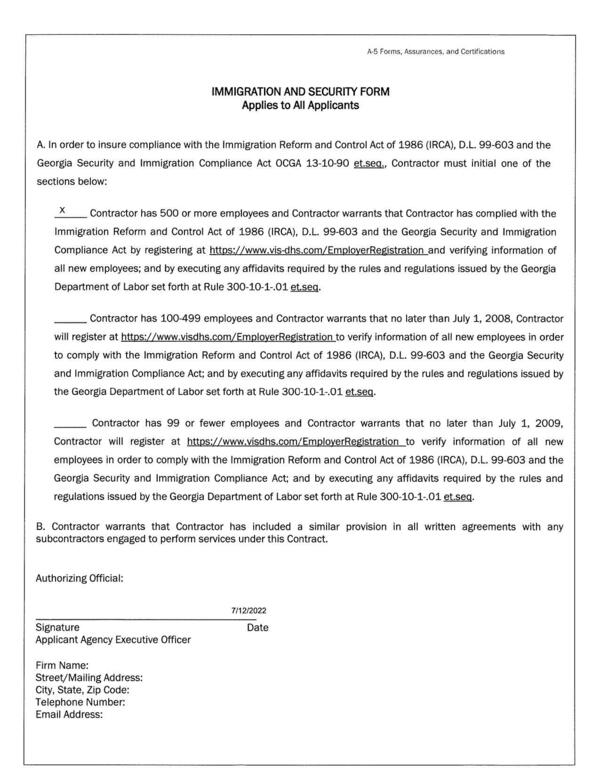 IMMIGRATION AND SECURITY FORM