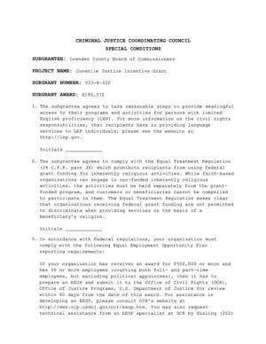 [CRIMINAL JUSTICE COORDINATING COUNCIL SPECIAL CONDITIONS]