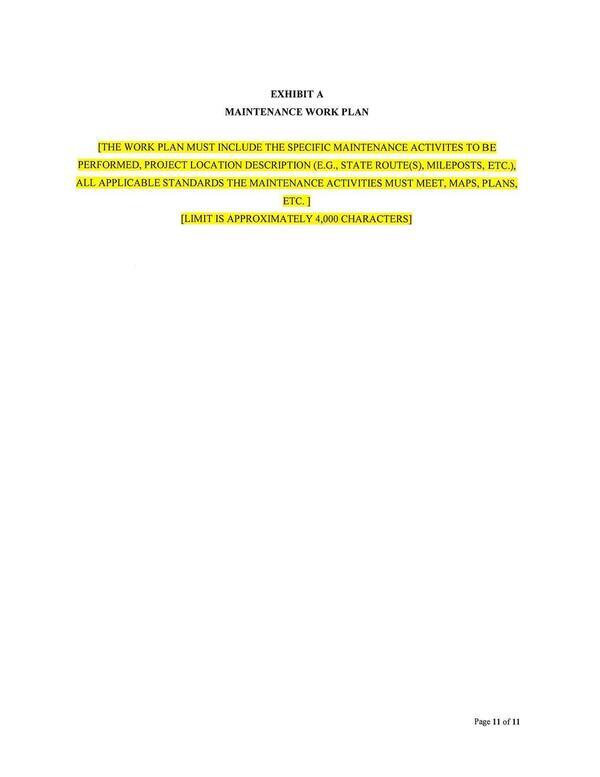 MAINTENANCE WORK PLAN