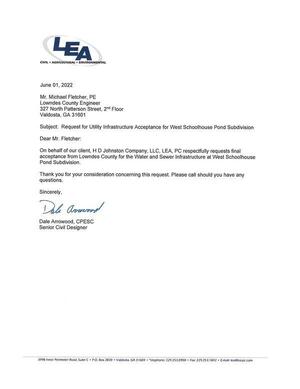 [On behalf of our client, H D Johnston Company, LLC, LEA, PC respectfully requests final]