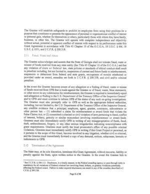 [The Grantee acknowledges and assents that the State of Georgia shall not tolerate fraud, waste or]