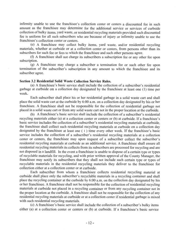 Section 3.2 Residential Solid Waste Collection Service Rules.