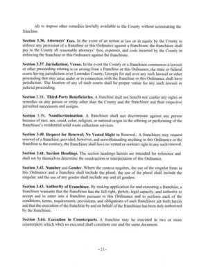 [Section 3.36. Attorneys’ Fees. In the event of an action at law or in equity by the County to]