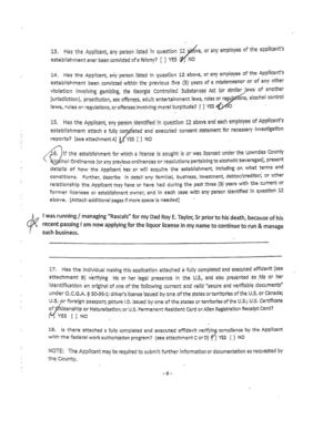[If the establishment for which 2 license is sought is or was licensed under the Lowndes County]