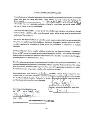 [CERTIFICATION REGARDING APPLICATION]