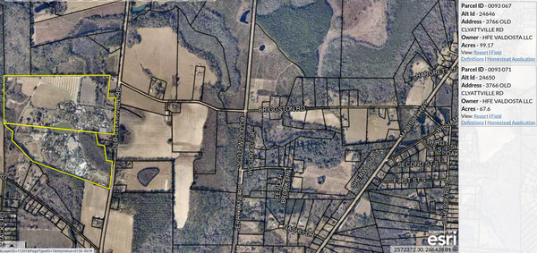 Map: Wild Adventures and Briggston Road in Lowndes County Tax Assessors Map