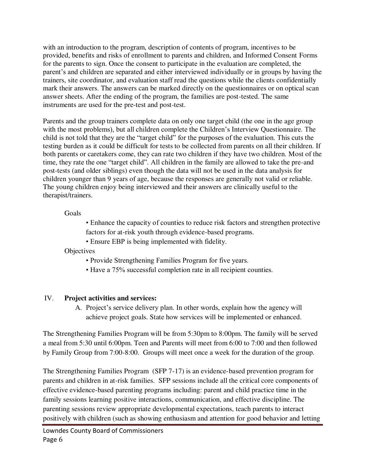 with an introduction to the program, description of contents of program, incentives to be