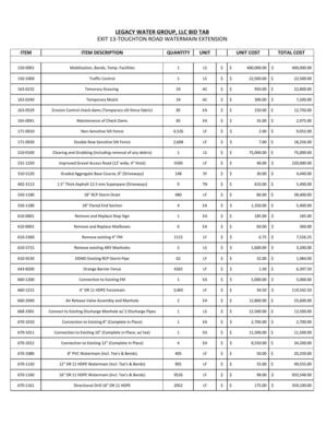 [LEGACY WATER GROUP, LLC BID TAB, EXIT 13-TOUCHTON ROAD WATERMAIN EXTENSION]