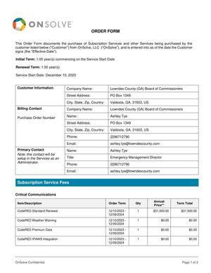 [OnSolve ORDER FORM]