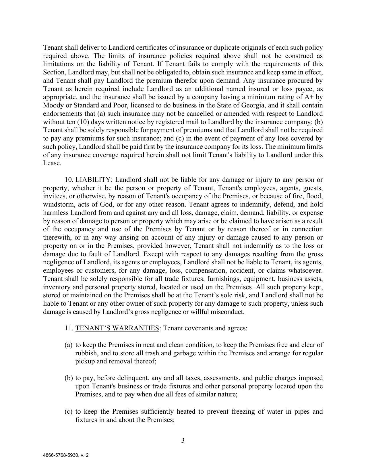 without ten (10) days written notice by registered mail to Landlord by the insurance company; (b)