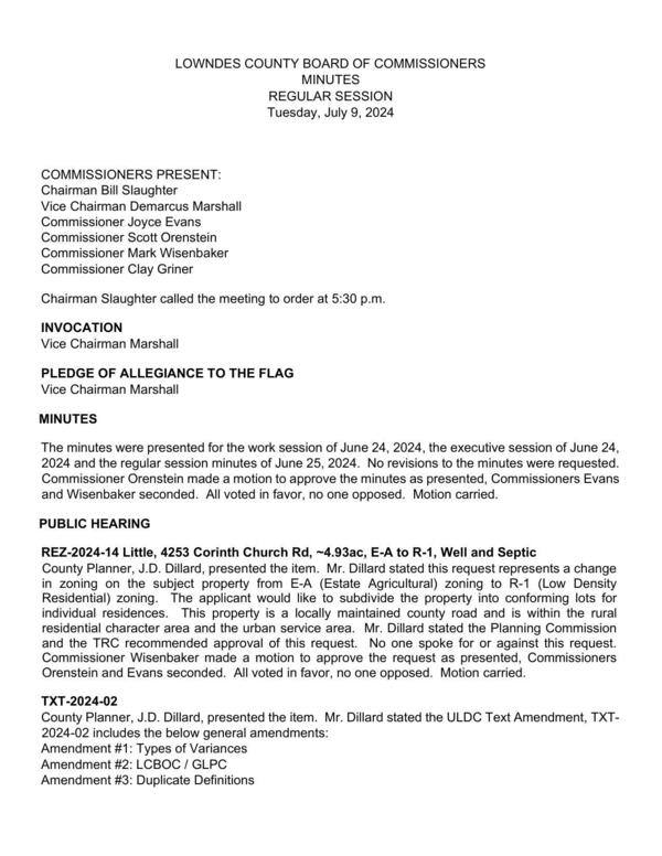 [REZ-2024-14 Little, 4253 Corinth Church Rd, ~4.93ac, E-A to R-1, Well and Septic]