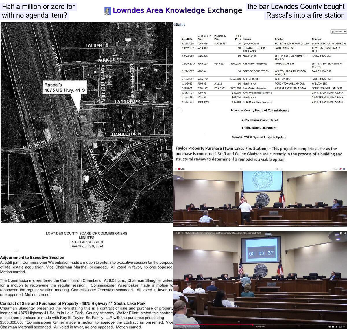 [Half a million or zero for the bar Lowndes County bought with no agenda item?, Rascal's into a fire station]