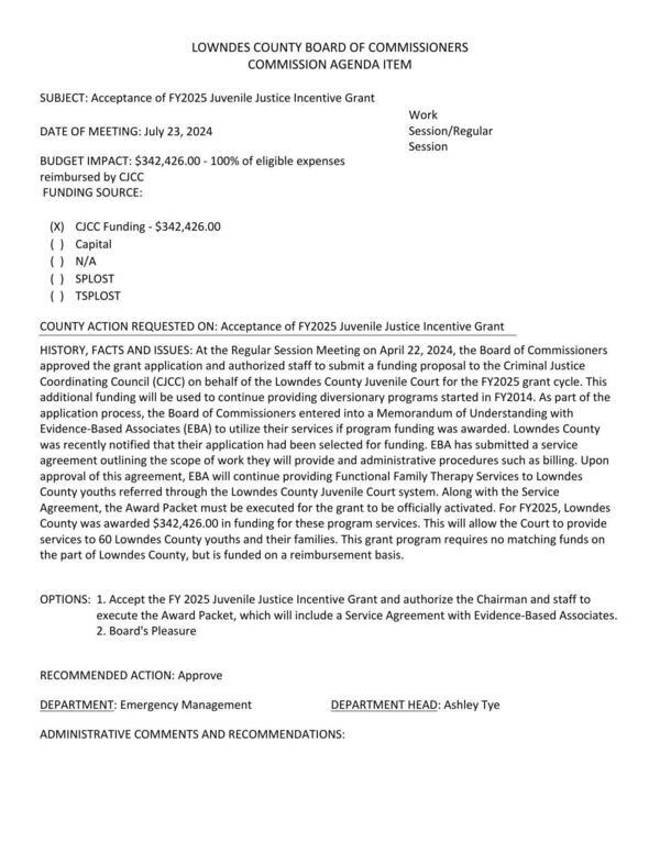 [100% of eligible expenses reimbursed by CJCC FUNDING]