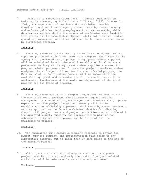 written approval notice from the Criminal Justice Coordinating