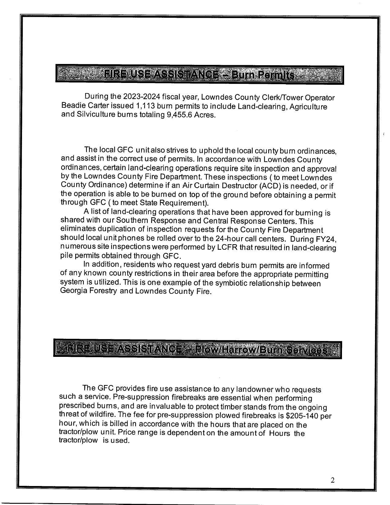 Burn Permits, Plow/Harrow/Burn Services