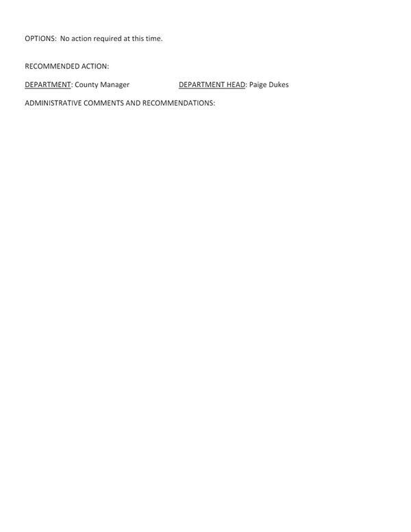 DEPARTMENT: County Manager DEPARTMENT HEAD: Paige Dukes