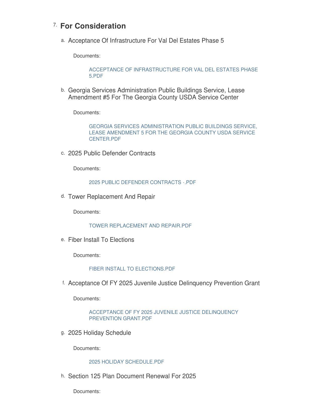 Val Del Estates infrasructure, etc.