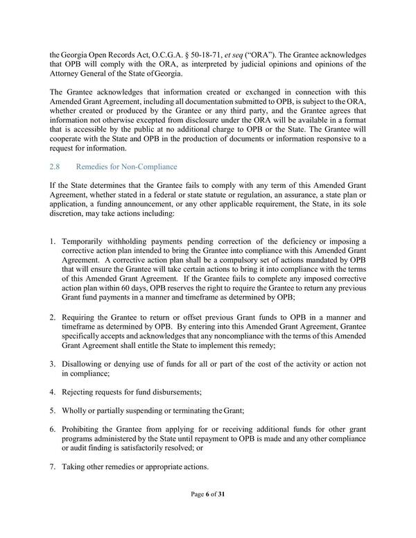 The Grantee acknowledges that information created or exchanged in connection with this