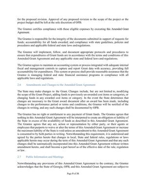 [2.6 Amendments and Changes to the Amended Grant Agreement]
