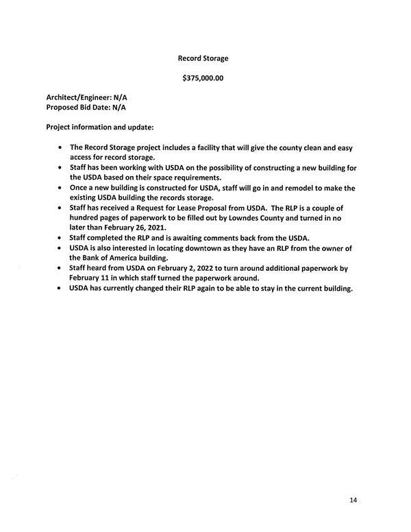 Record Storage $375,000.00 Architect/Engineer: N/A Proposed Bid Date: N/A