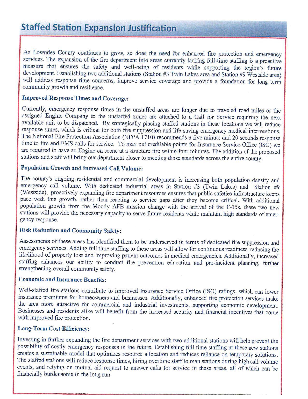 Staffed Station Expansion Justification