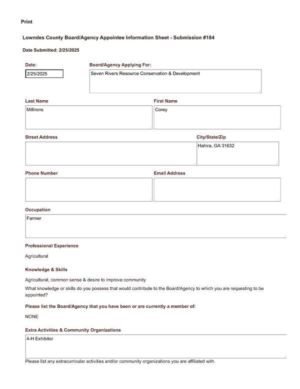 Application of Corey Millirons