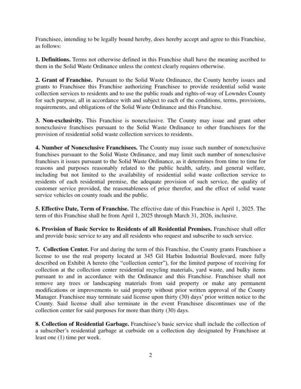 4. Number of Nonexclusive Franchisees. The County may issue such number of nonexclusive