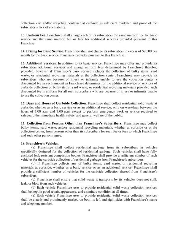 enclosed leak resistant compaction bodies. Franchisee shall provide a sufficient number of such