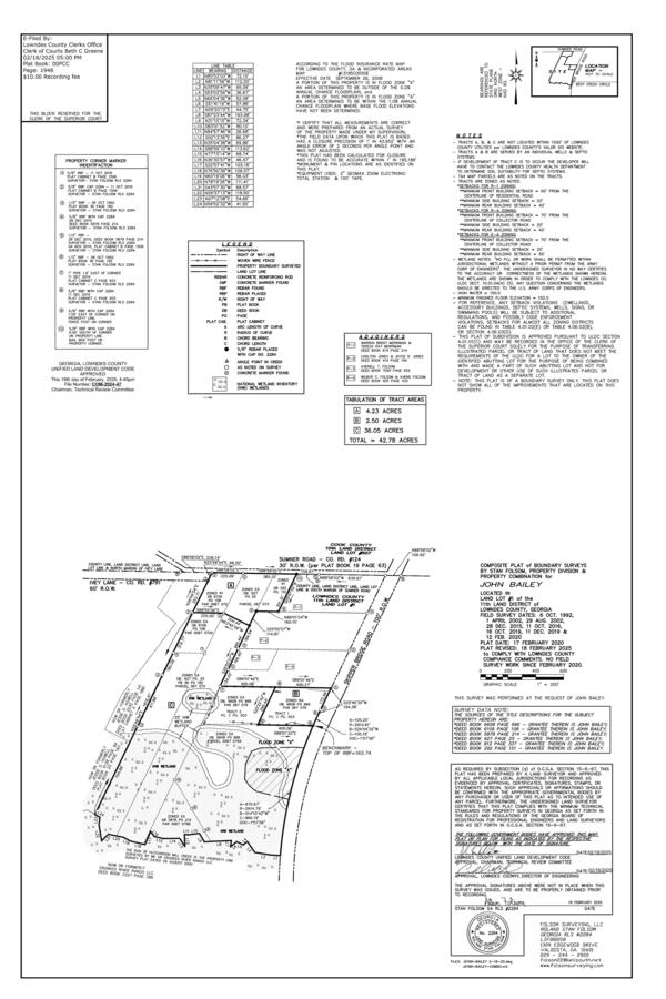 COMPOSITE PLAT of BOUNDARY SURVEYS BY STAN FOLSOM, PROPERTY DIVISION & PROPERTY COMBINATION for JOHN BAILEY