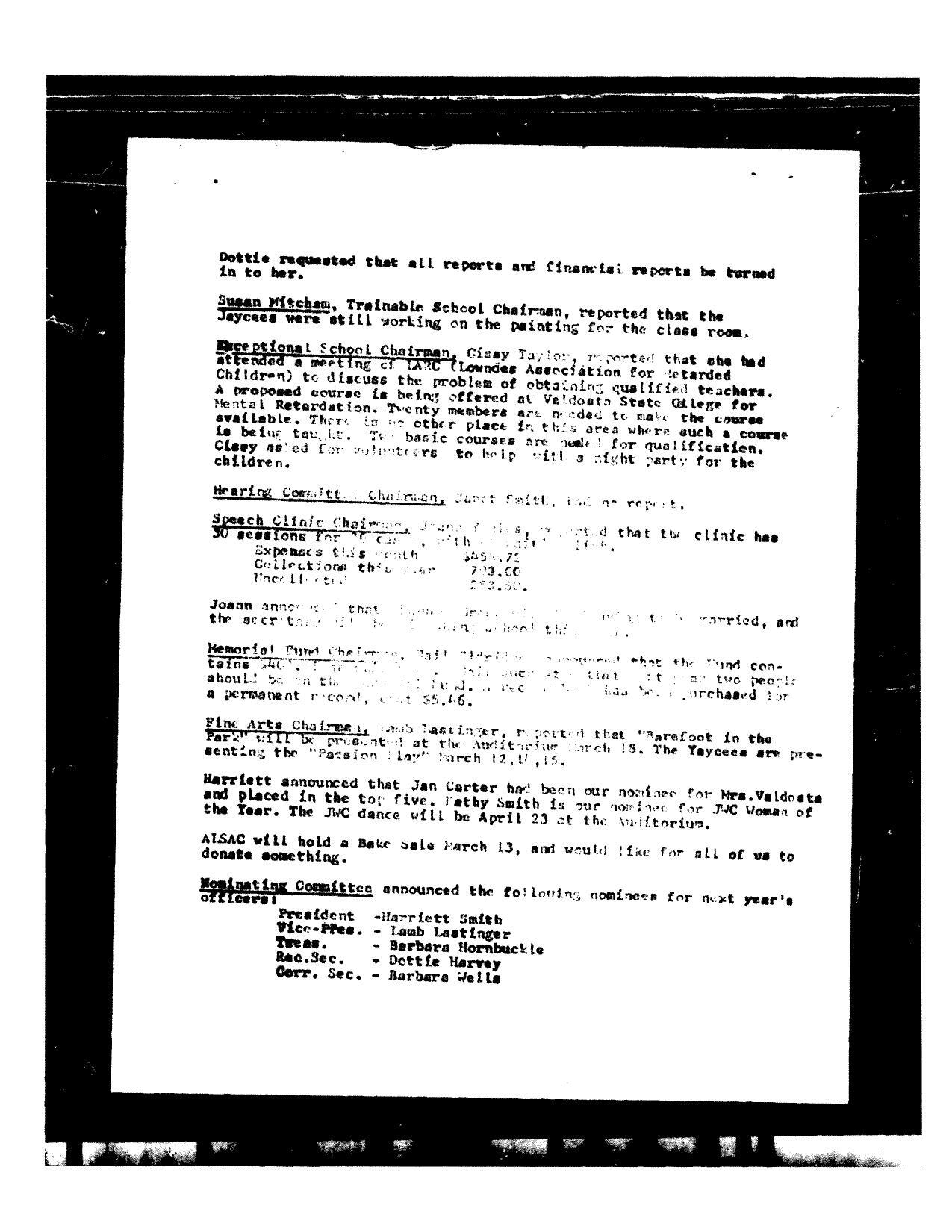 Sugan Mitchan, Trainable School Chairnan, reported that the