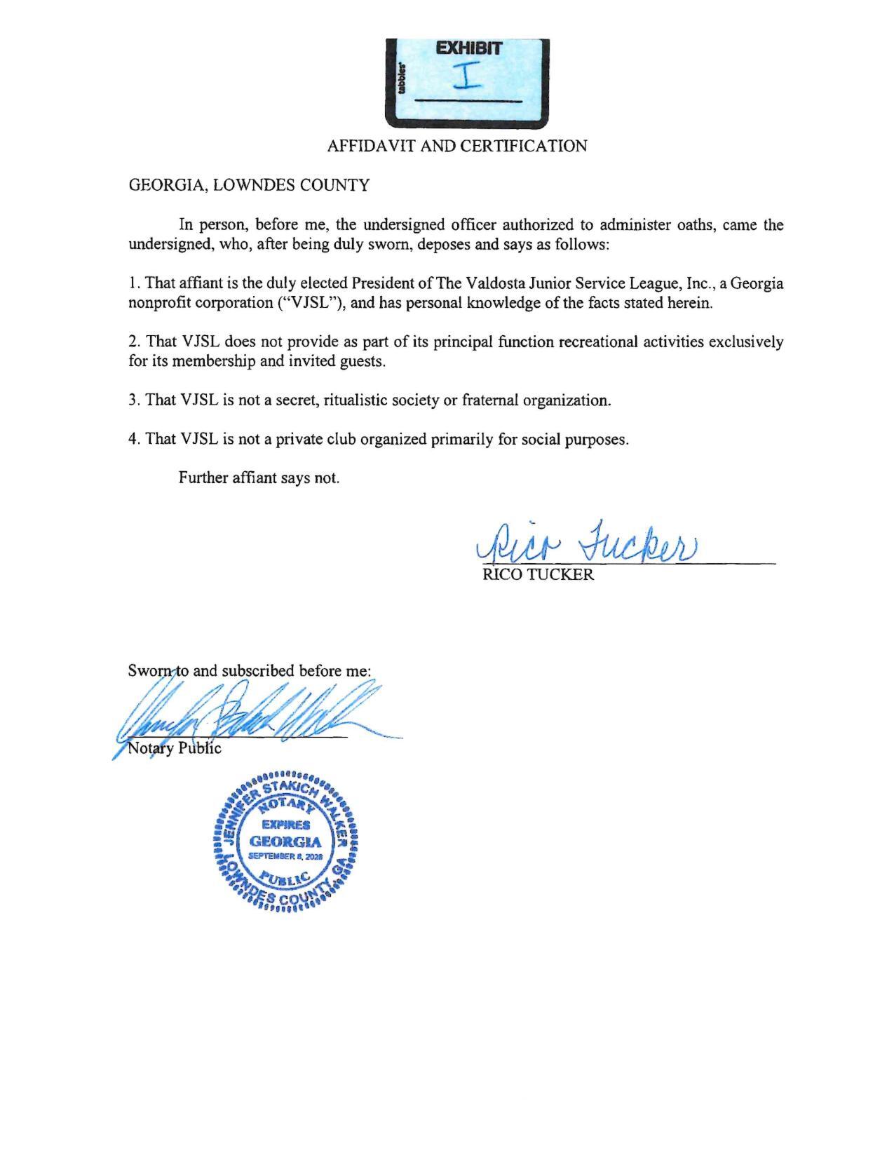 AFFIDAVIT AND CERTIFICATION