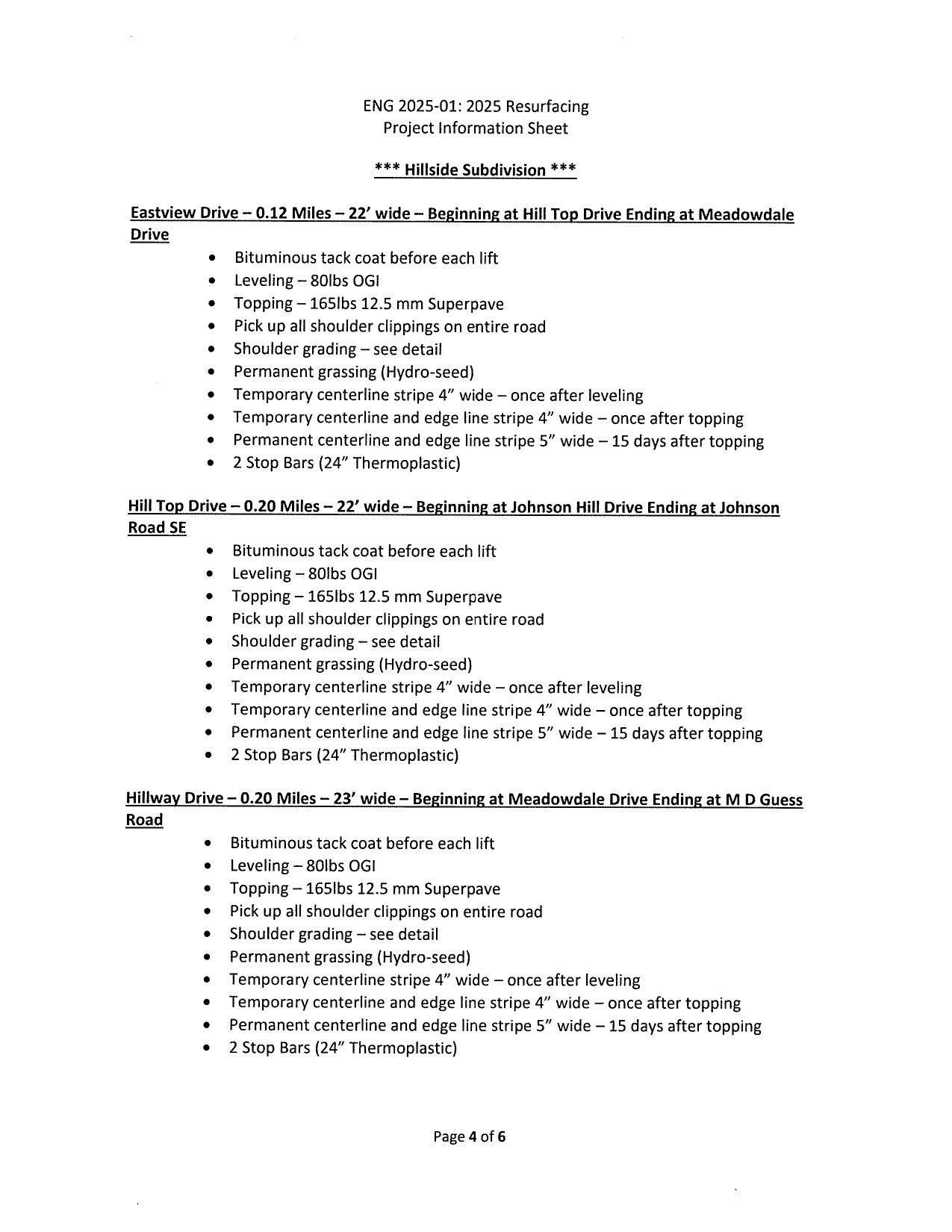 Hillside Subdivision: Eastview Drive, Hill Top Drive, Hillway Drive