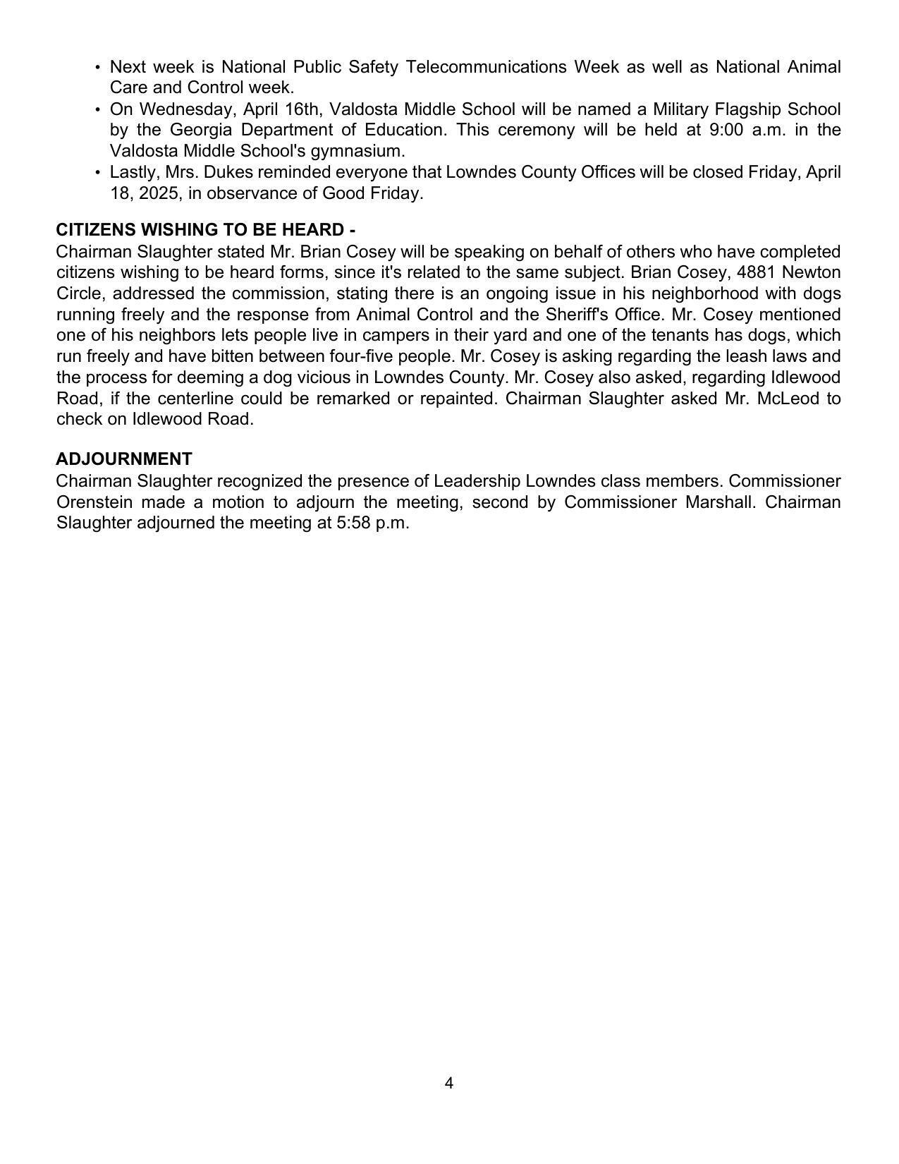 * On Wednesday, April 16th, Valdosta Middle School will be named a Military Flagship School