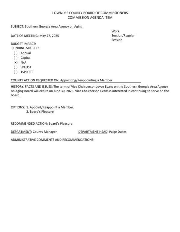 [Joyce Evans wants to be reappointed.]