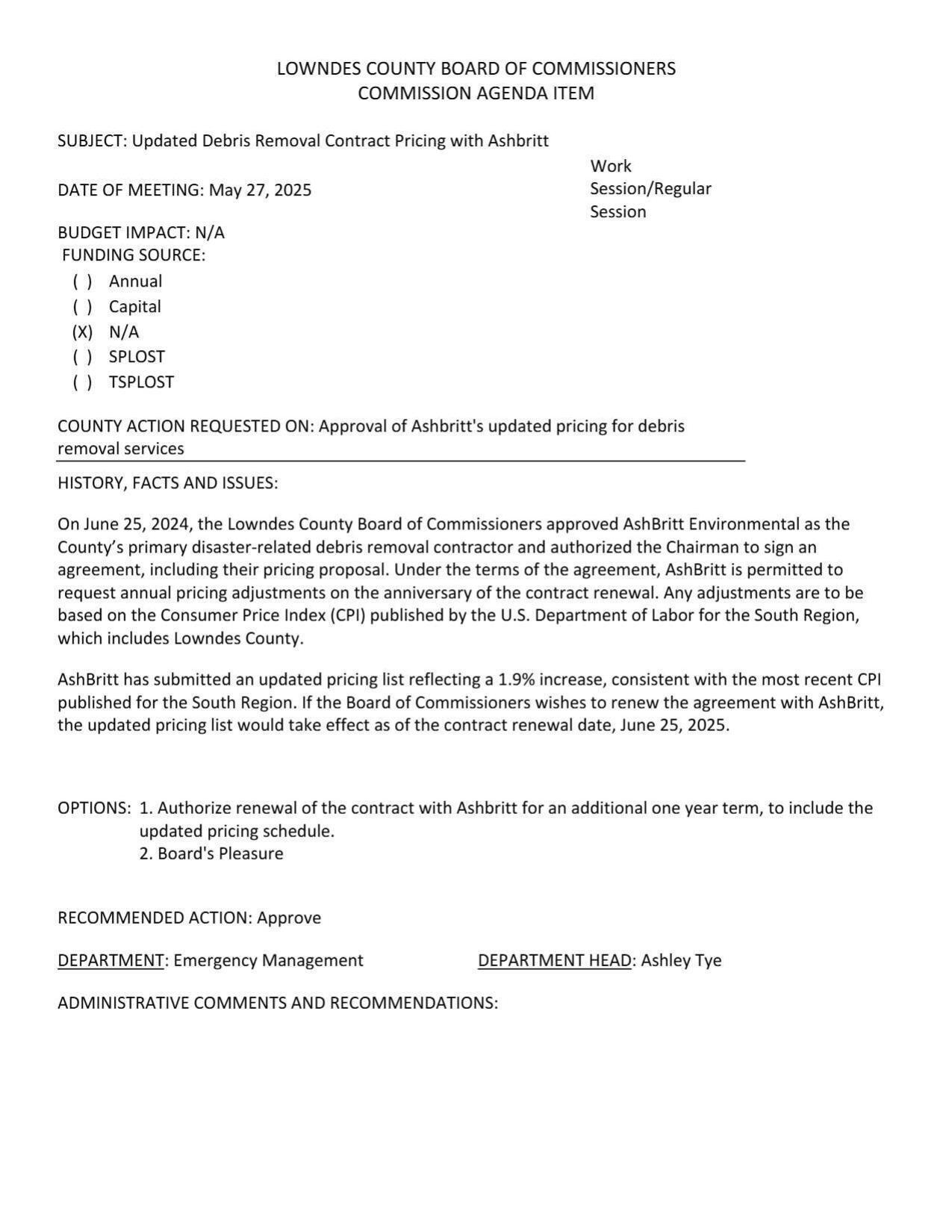 Ashbritt wants a 1.9% increase, consistent with CPI