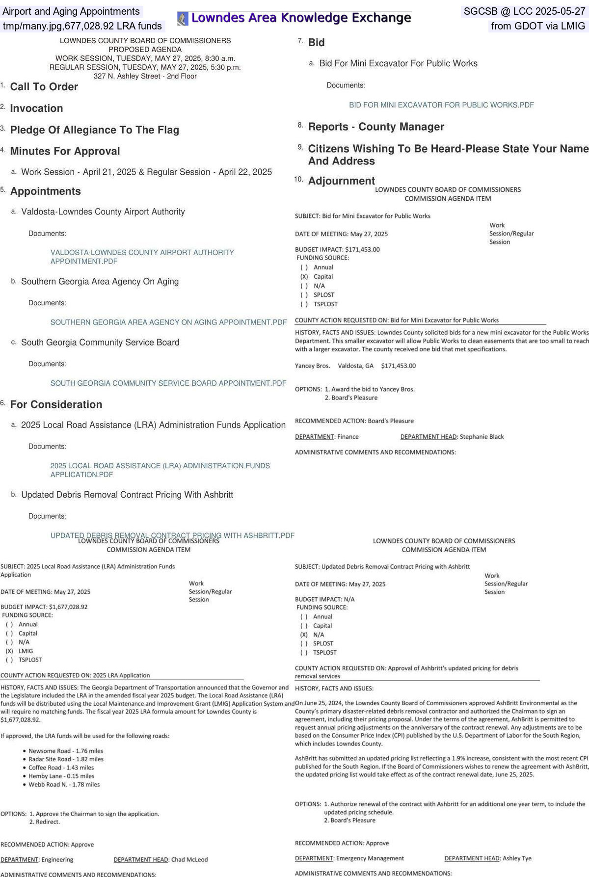 Agenda: Collage @ LCC 2025-05-27