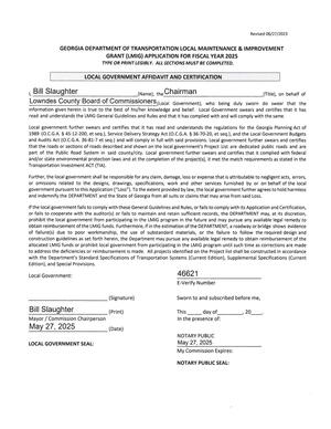 [Local Government Affidavit and Certification]