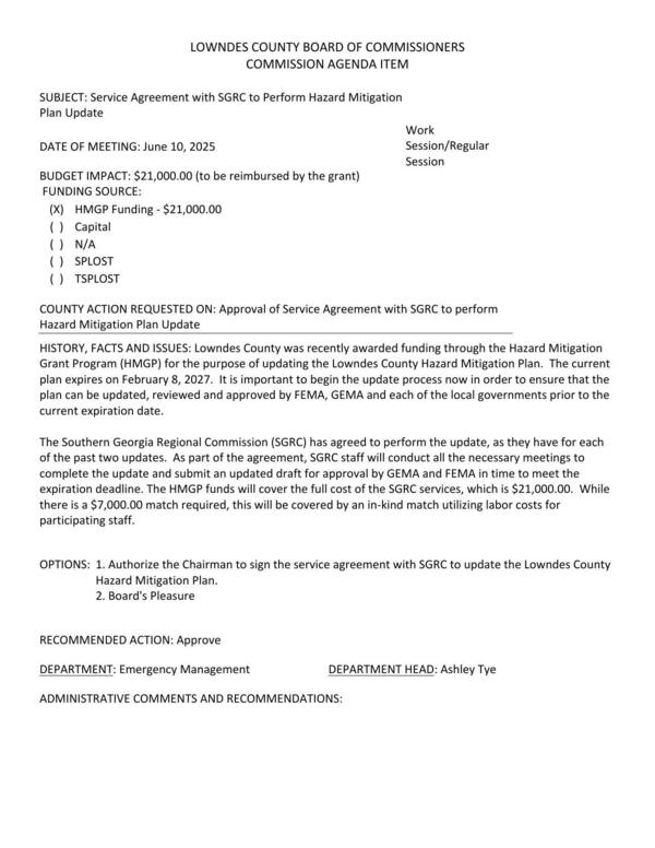 [BUDGET IMPACT: $21,000.00 (to be reimbursed by the grant)]